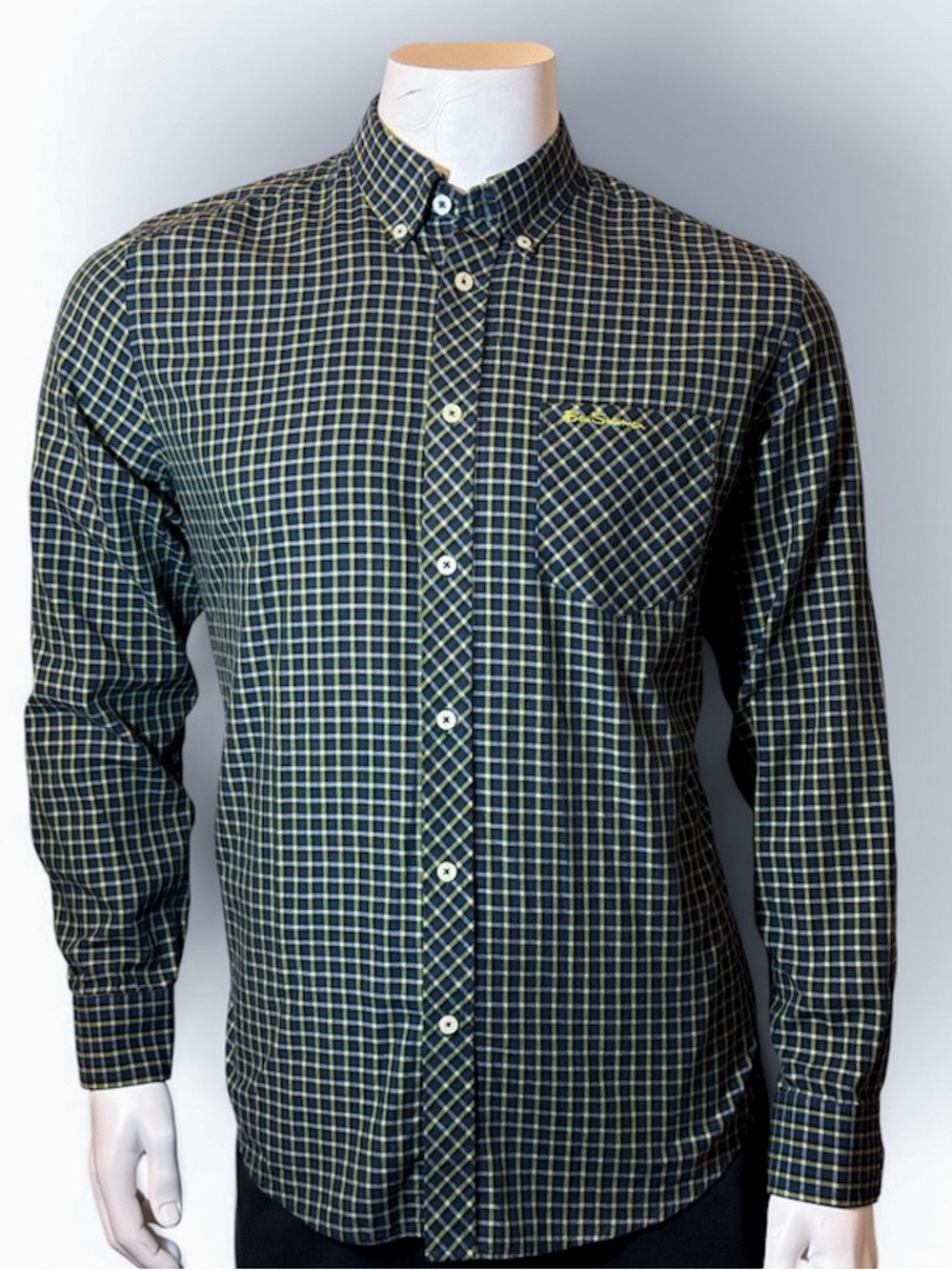 Ben Sherman Lime and Green Check Button-Down Shirt